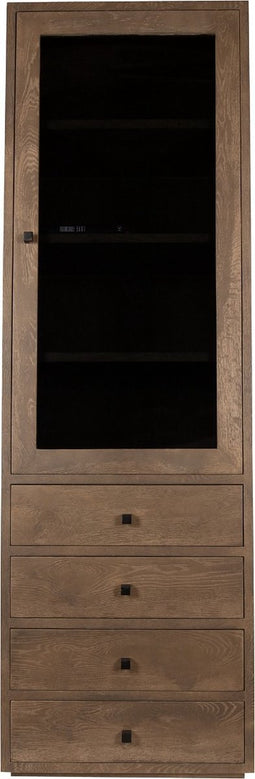 PTMD Oak Cabinet Armarium 1 door 4 drawers Glay