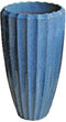 PTMD Olver Blue Ceramic Pot Ribbed Structure Round L