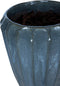 PTMD Olver Blue Ceramic Pot Ribbed Structure Round L