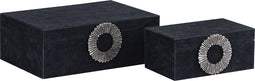 PTMD Opbergbox Hazael - 36x25x13 cm - Suede - Zilver - Set van 2