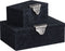 PTMD Opbergbox Hazael - 36x25x13 cm - Suede - Zwart - Set van 2