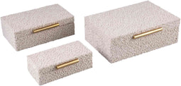 PTMD Opbergbox Orlinn - 30x20x10 cm - Stof - Beige - Set van 3
