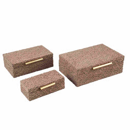 PTMD Opbergbox Orlinn - 30x20x10 cm - Stof - Bruin - Set van 3