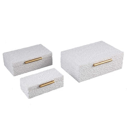 PTMD Opbergbox Orlinn - 30x20x10 cm - Stof - Creme - Set van 3
