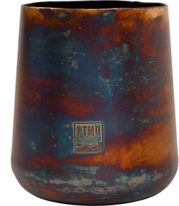 PTMD Oxton Ronde Bloempot - H18 x Ø16 cm - Set van 2 - Ijzer - Zwart