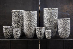 PTMD Pantera Ronde Bloempot - H16 x Ø13 cm - Geglazuurd Keramiek - Wit