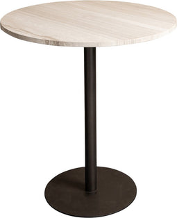 PTMD Plaza bistrotable round white marble taupe base