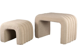 PTMD Poefs Allysha - 61x36x42 cm - Polyester - Rood - Set van 2