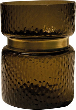 PTMD Quilio Brown Glass Vase Gold Rim Straight S