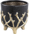 PTMD Quin Black Ceramic Pot Gold Branches Base Low L