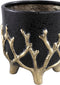PTMD Quin Black Ceramic Pot Gold Branches Base Low L