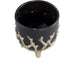 PTMD Quin Black Ceramic Pot Gold Branches Base Low L