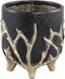 PTMD Quin Black Ceramic Pot Gold Branches Base Low M
