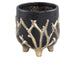 PTMD Quin Black Ceramic Pot Gold Branches Base Low S