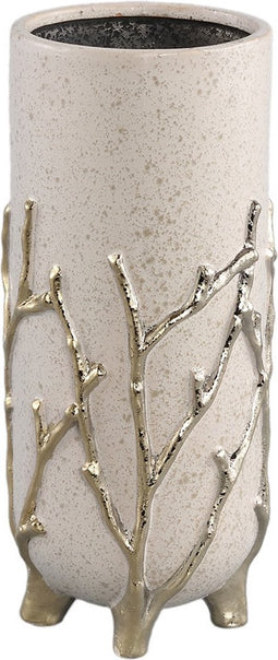 PTMD Quin Bloempot - 13 x 13 x 30 cm - Keramiek - Creme