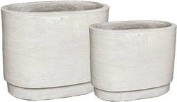 PTMD Rae White Ceramic Pot Oval Set Of 2