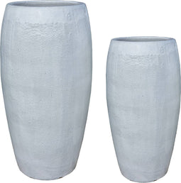 PTMD Rae White High Ceramic Pot Round Set Of 2
