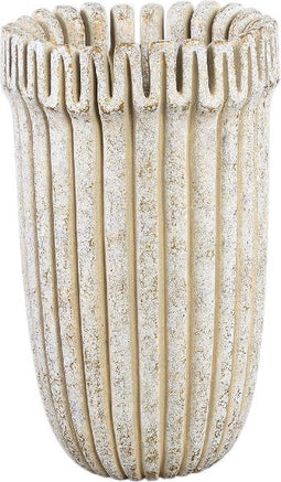 PTMD Raffay Cream Cement Round Pot Ribbed Lines High L