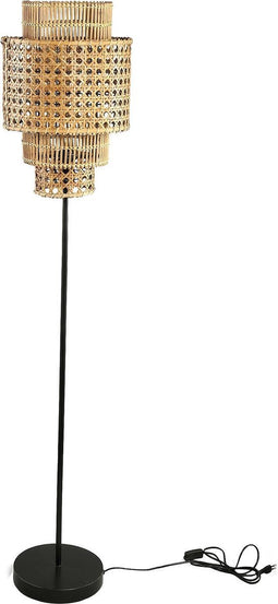 PTMD Redico Natural Metal Floor Lamp Rattan Shade Round