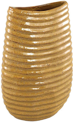 PTMD Reffa Ovale Bloempot - 23,5 x 11 x 37 cm - Keramiek - Geel