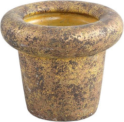 PTMD Relandi Ronde Bloempot - H14 x Ø17 cm - Cement - Goud