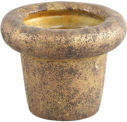PTMD Relandi Ronde Bloempot - H16 x Ø20 cm - Cement - Goud