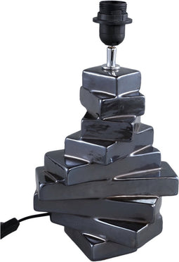 PTMD Rellis Black Metallic Glaze Ceramic Lampbase Twist