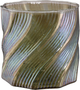 PTMD Remon Rond Windlicht - H18 x Ø18 cm - Glas - Groen