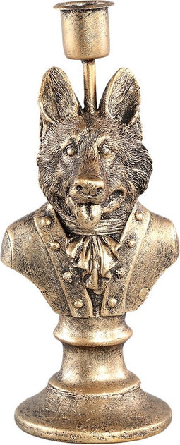 PTMD Ressy Gold poly candleholder dressed up wolf SET van 2