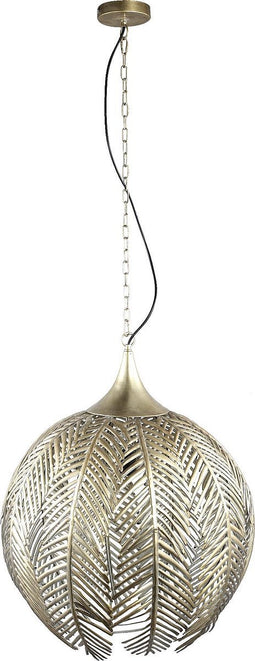 PTMD Rhys Gold Iron Hanging Lamp With Leaves
