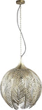 PTMD Rhys Gold Iron Hanging Lamp With Leaves