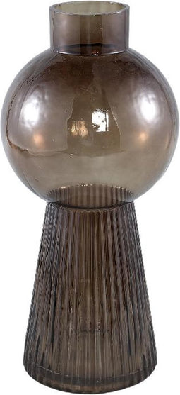 PTMD Ricca Brown Glass Vase Bulb And Cone Base Round L