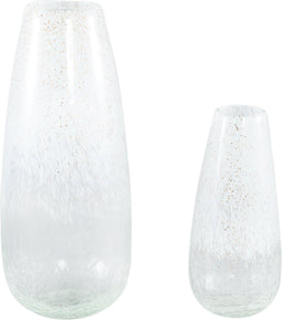 PTMD Ridda White Glass Vase Clear Level Round L