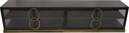 PTMD Riho Black metal cabinet low smoky glass doors