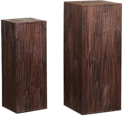 PTMD Riko Brown Mango Wood Wavy Carved Pedestal SV2