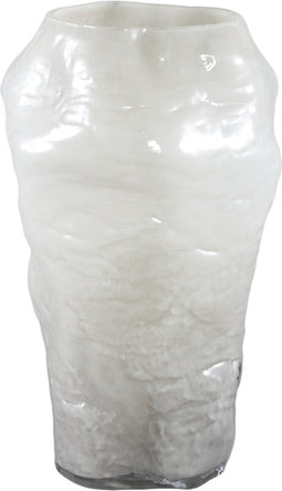 PTMD Riley White Glass Vase Round Irregular Shape