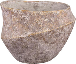 PTMD Rishell Bronze Cement Round Pot With Line Big L