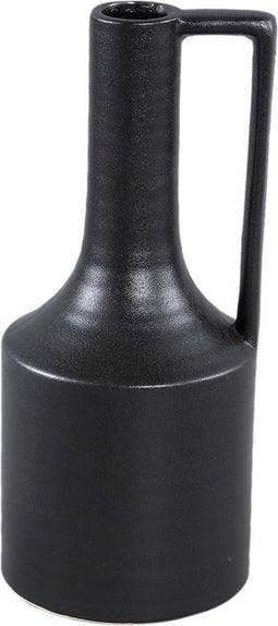 PTMD Rita Black Matt Ceramic Pot With Ear S