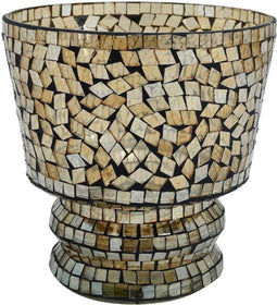 PTMD Riv Gold Glass Tealight Round Mosaic Pattern