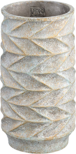 PTMD Roah Blue Cement Pot Carved Round High S