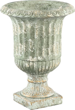 PTMD Roger groene cement pot op voet wijd rond maat in cm: 29 x 29 x 40 - Groen