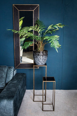 PTMD rolf zwart spiegel van hout met metalen lijst