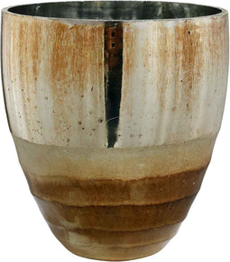 PTMD Roman Rond Theelicht - H13 x Ø12 cm - Glas - Koper