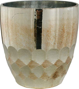 PTMD Roman Theelichthouder Windlicht - H11 x Ø10 cm - Glas - Goud