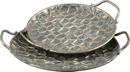 PTMD Ruben Antique metalen gedeukt dienblad set van 2