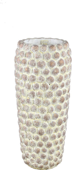 PTMD Ruis Cream Cement Dotted Pot Round High L