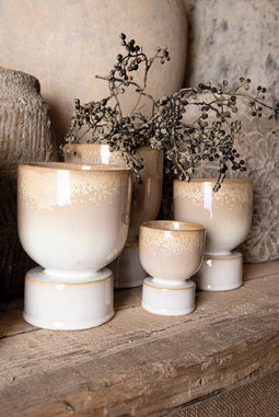 PTMD Rune Ronde Bloempot - H14,5 x Ø11 cm - Keramiek - Wit