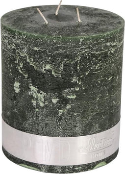 PTMD rustic donkergroene 3 lontenkaars 18x16