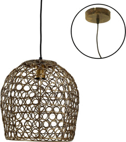 PTMD Rustin Ronde Hanglamp - H26 x Ø30 cm - Metaal - Goud