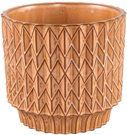 PTMD Ruub Orange Glazed Ceramic Pot Motive Round XL